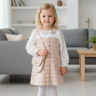 Официална рокля с ефирни ръкави в праскова