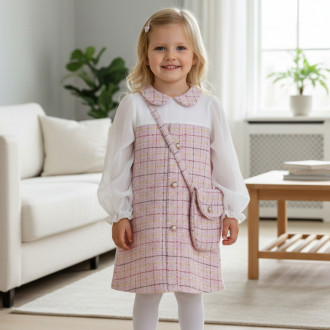 Официална рокля с ефирни ръкави в розово