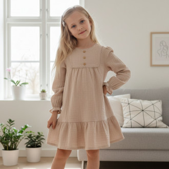 Детска памучна рокля ''Саня'' в бежово