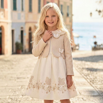 Официална рокля със сако "Butterfly" в бежово