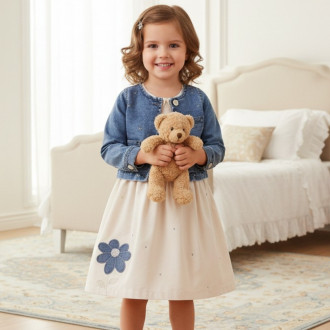 Детска рокля с дънково яке "Бела"