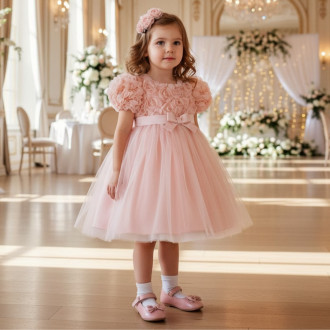 Официална детска рокля "Rose" в праскова