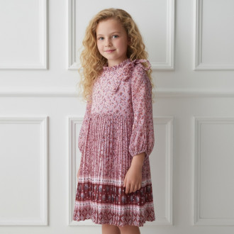 Детска рокля солей с пандела в пудра 1