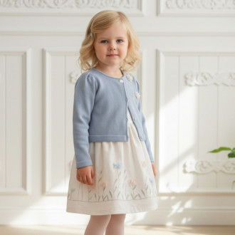 Детска рокля с бродерия и жилетка