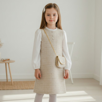 Елегантна рокля с чантичка "Little lady" в бежово