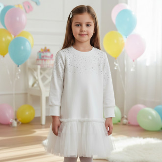 Детска плюшена рокля с камъчета