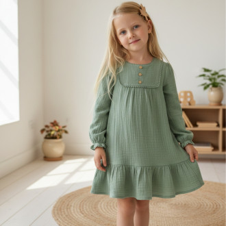 Детска памучна рокля ''Саня'' в зелено