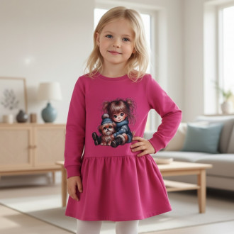 Детска ватирана рокля "Сладка прегръдка" в циклама