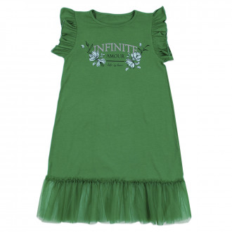 Детска лятна рокля за момичета в зелено 1
