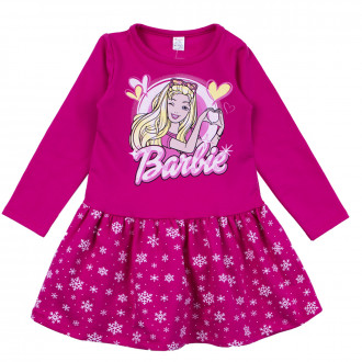 Детска ватирана рокля "Барби" в цвят циклама 1