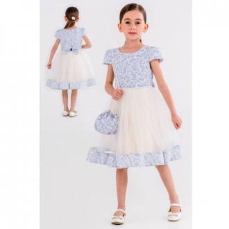 Официална детска рокля с перли и чантичка 1