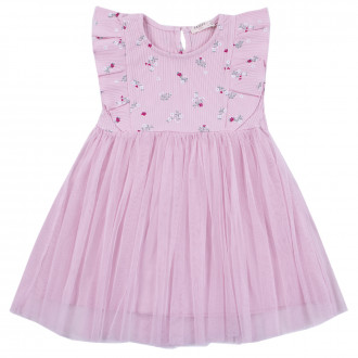 Детска лятна рокля с цветя в розово 1