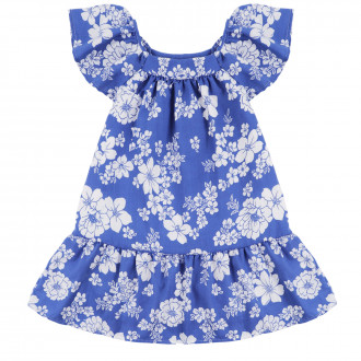 Детска рокля с флорален принт в синьо