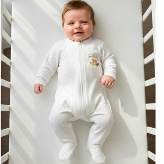 Бебешки ромпър с цип "Hug me" в екрю