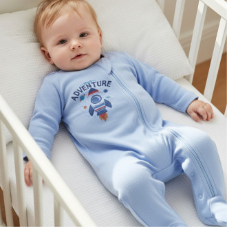 Бебешки памучен ромпър с цип "Adventure"