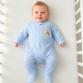 Бебешки ромпър с цип "Hug me" в синьо