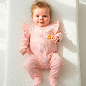 Бебешки ромпър с цип "Hug me" в праскова