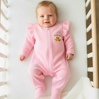 Бебешки ромпър с цип "Hug me" в розово