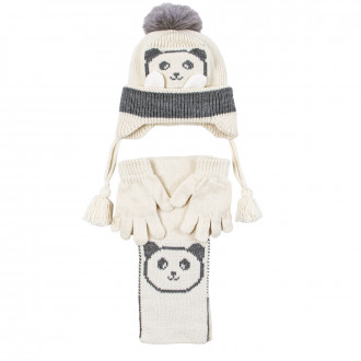 Комплект шал, шапка и ръкавички "little bear" в   бежово