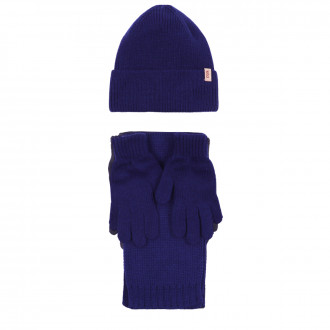 Комплект шал, шапка и ръкавици ''Mellow'' в тъмносиньо
