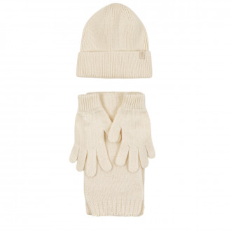 Комплект шал, шапка и ръкавици ''Mellow'' в крем