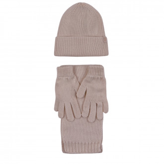 Комплект шал, шапка и ръкавици ''Mellow'' в капучино