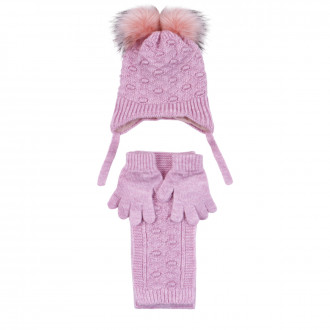 Комплект шал, шапка и ръкавици ''Bubbles'' в лилаво
