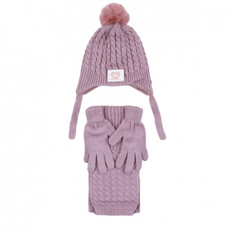 Комплект шал, шапка и ръкавици ''Beautiful'' в пепел от рози