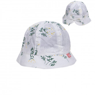 Детска лятна шапка с панделка в бяло 1