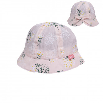 Детска лятна шапка с панделка в розово 1