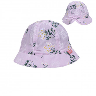 Детска лятна шапка с панделка в наситено розово 1