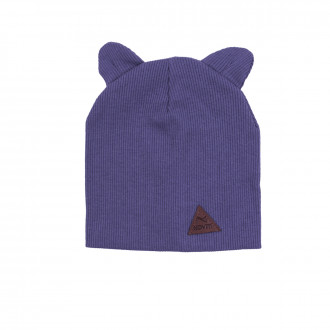 Двупластова трикотажна шапка с ушички в тъмносиньо