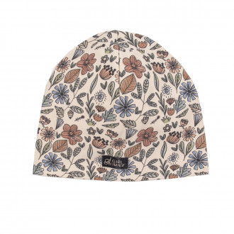 Трикотажна шапка "Girl flower" в бежово