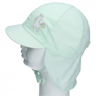 Лятна шапка в мента с платка на врата и UV 30+  1