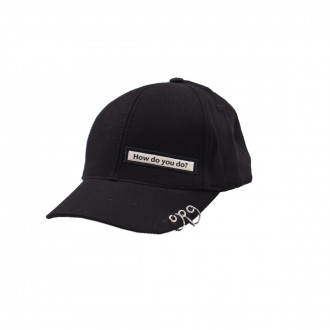 Детска лятна шапка с декоративни халки в черно