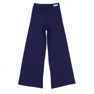 Ватиран панталон с широки крачоли в син парламент