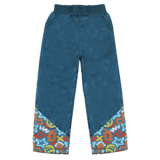 Шушляков панталон с полар "Graphics" в петролено синьо