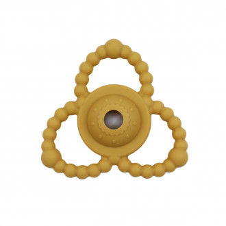 Силиконова гризалка с дрънкалка в жълто