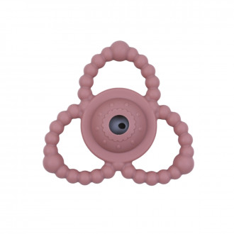 Силиконова гризалка с дрънкалка в розово