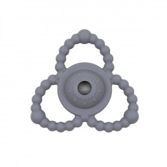 Силиконова гризалка с дрънкалка в сиво