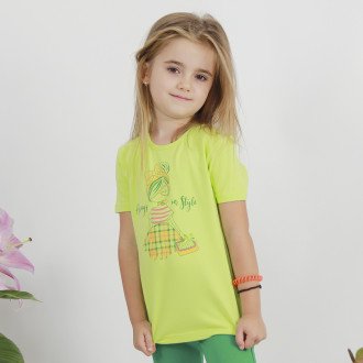Детска тениска за момичета в зелено 1