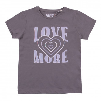 Детска памучна тениска "Love more" в сиво 1