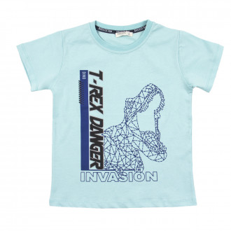 Детска памучна тениска "Danger" в синьо 1