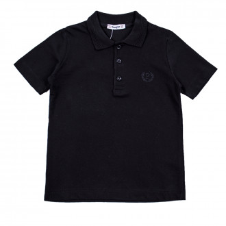 Детска тениска с якичка и лого в черно 1