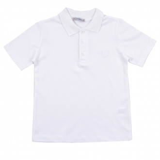 Детска тениска с якичка и лого в бяло 1