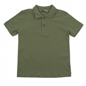 Детска тениска с якичка и лого в зелено 1
