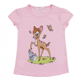 Детска памучна тениска "Deer" в розово 1