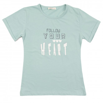 Детска тениска "Follow your heart" в зелено 1