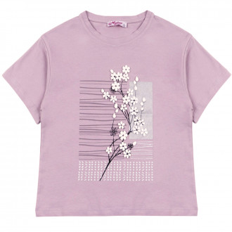 Леко скъсена тениска ''Blossom'' в лилаво