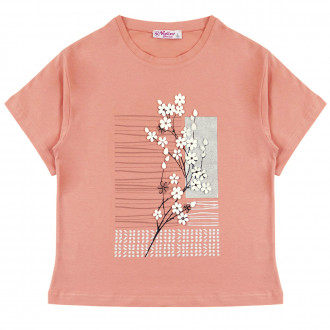 Леко скъсена тениска ''Blossom'' в праскова